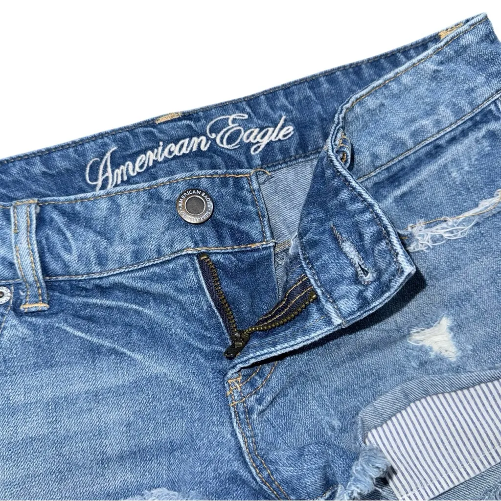American Eagle Micro Mini Jean Shorts Sz 4 Low Rise Distressed Vintage 2000s Y2K - Image 4