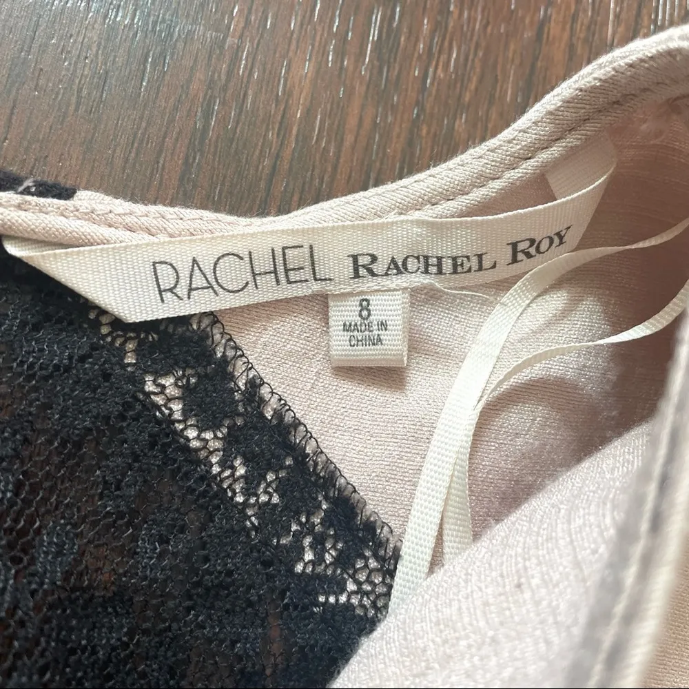 RACHEL ROY pink/nude and black lace top - Image 7
