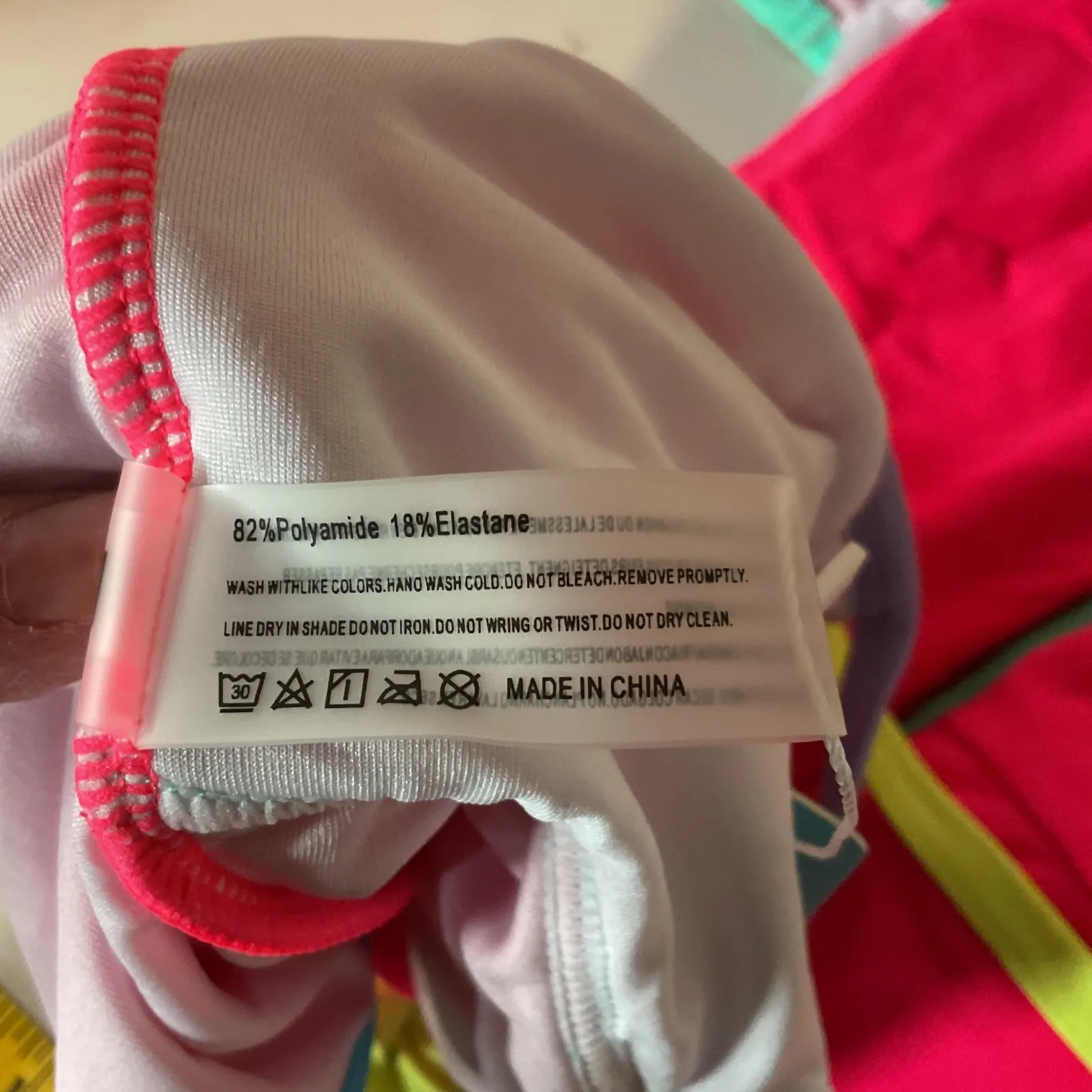 Popvil Multicolored Bandage Design No Vacation One Piece Swimsuit Size XL‎ NWT Pink - Image 9