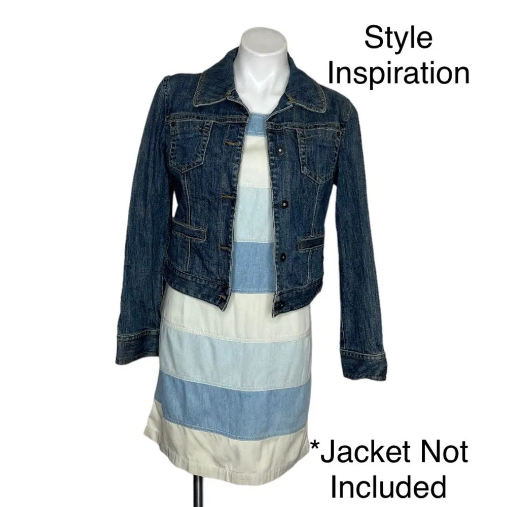 PALMER E PALMER Denim Dress Sleeveless Blue Stripes Shift Womens Size 10 - Image 9