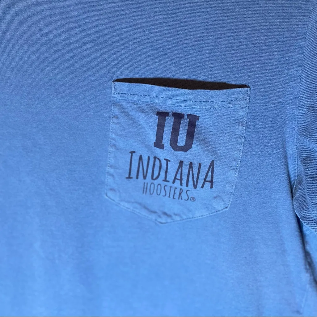 Champion Indiana University Blue Cotton Pocket Tee Medium EUC - Image 2