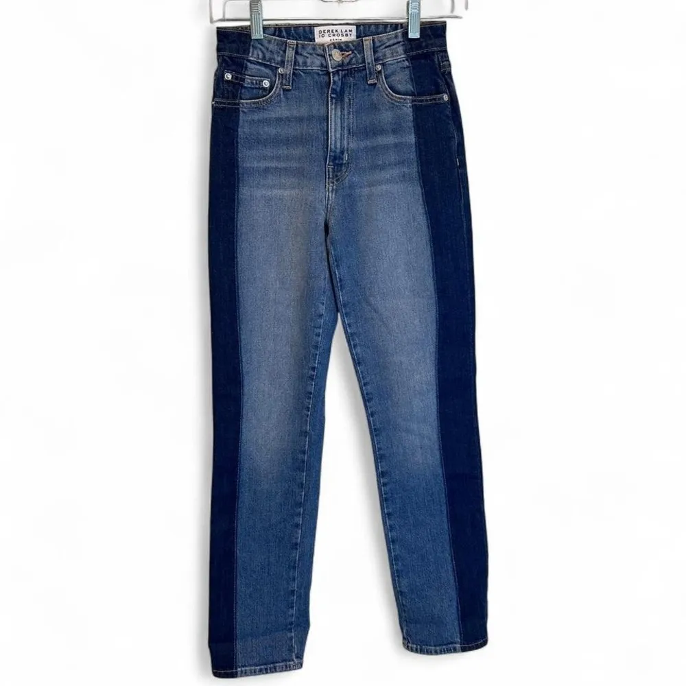 Derek‎ Lam 10 Crosby Kate Colorblocked High Waist Straight Leg Jeans Sz 24 - Image 2