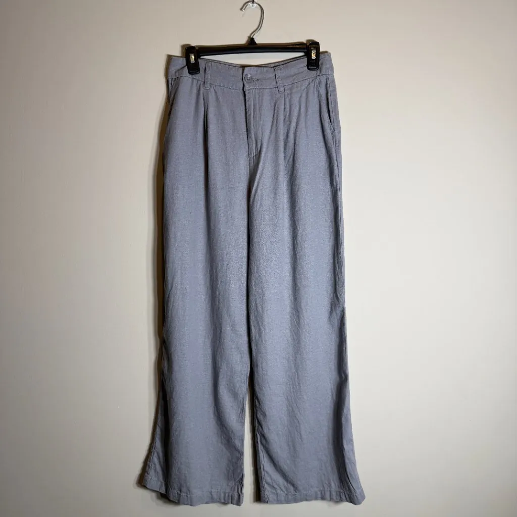 Rewash Linen Pleated Wide Leg Trouser Dress Pants Womens 27 Blue Minimalist Chic - Image 3