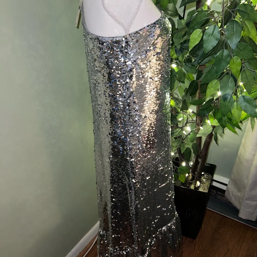 ANTHROPOLOGIE MAEVE One Shoulder Sequin Ruffle Maxi Dress Size XS - Image 8