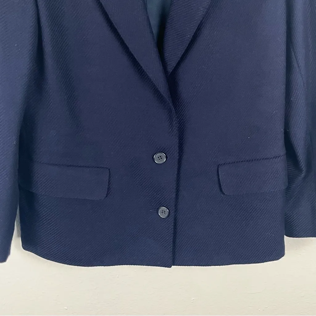 CARLISLE 100% Wool Navy Textured Lined Long Sleeves Two Button Blazer, Size 4 - Image 8