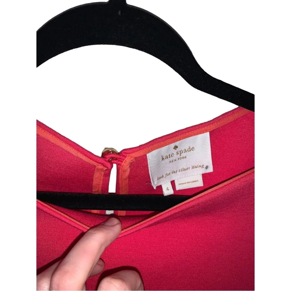 Kate Spade Solid Pink Fit & Flare Mini Dress Boatneck 3/4 sleeve - Image 5