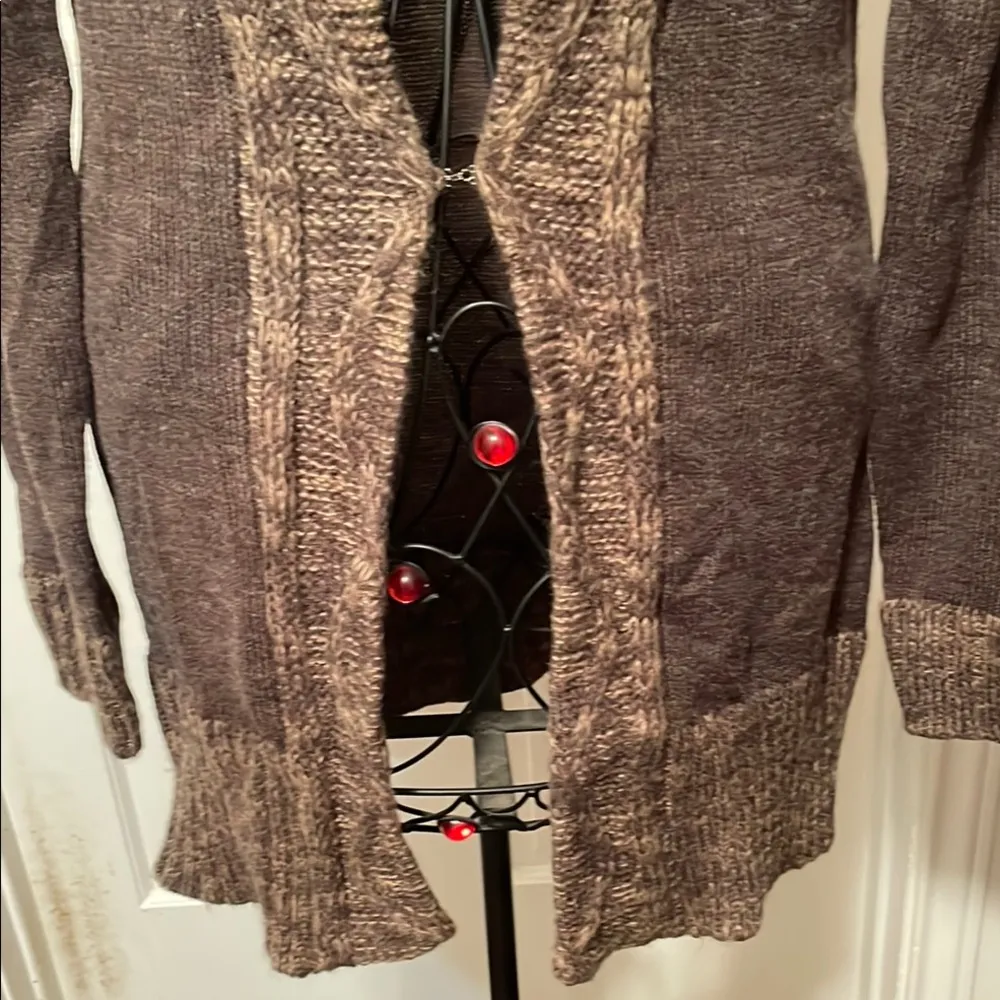 💰💰💰BOGOHO 💰💰💰Brown Cardigan Sweater with Shawl Collar and Open Front Brown Size L - Image 3
