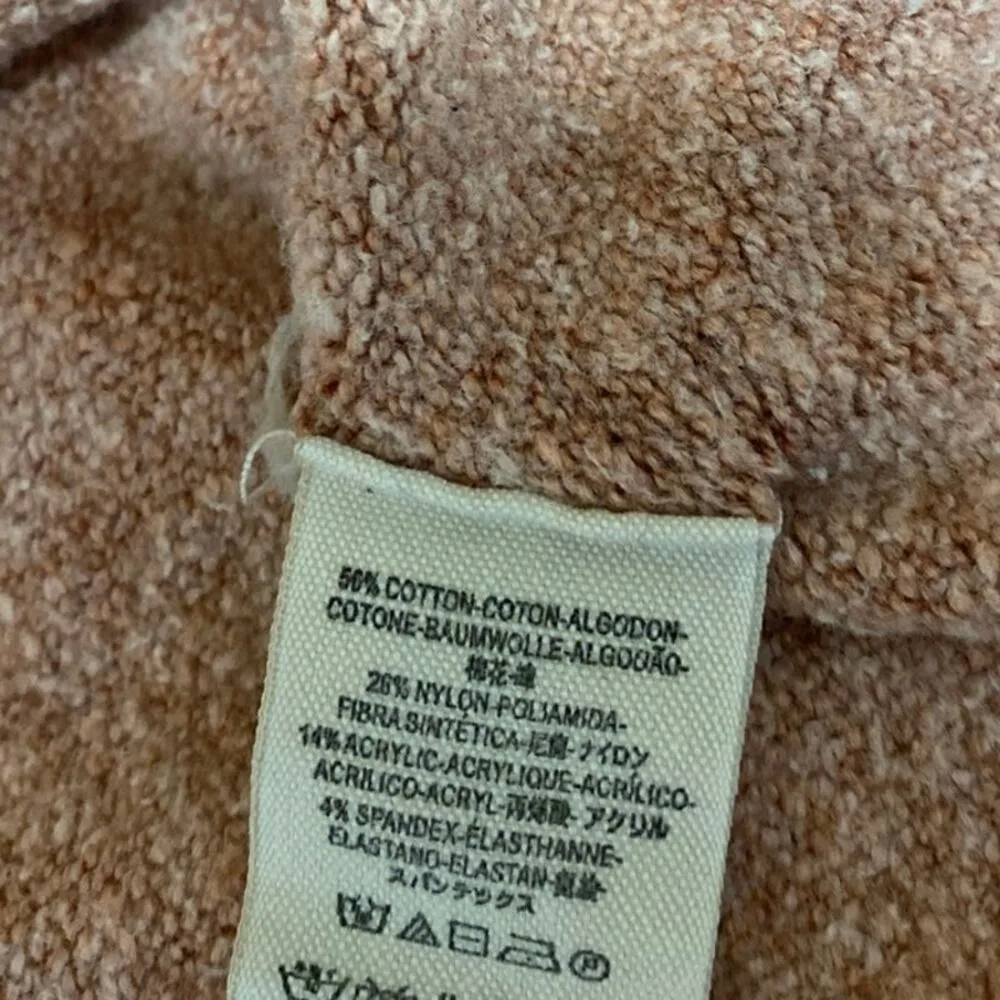 Free People Nude Pink Long Sleeve Square Ribbed Fleece Flare Sweater Top Size XS - Image 4