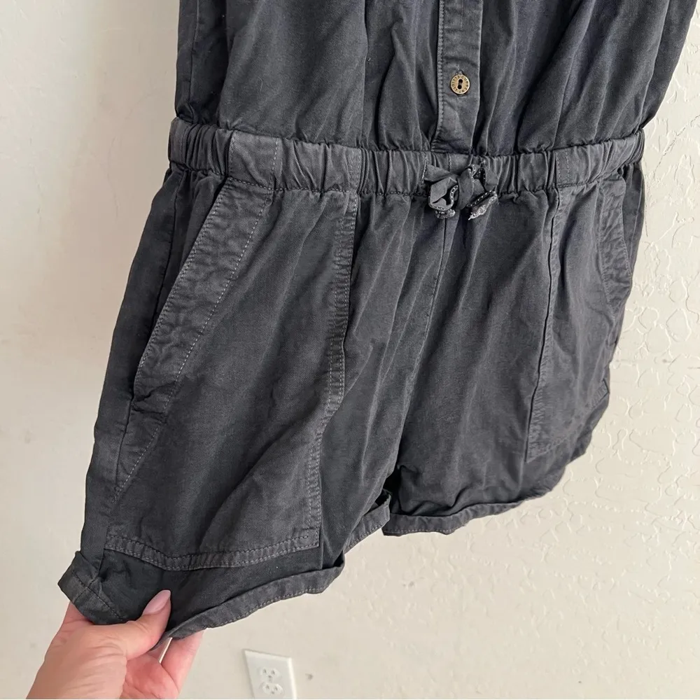 Current Elliott Ruby Short Romper Washed Black Drawstring Waist Cargo - Image 10
