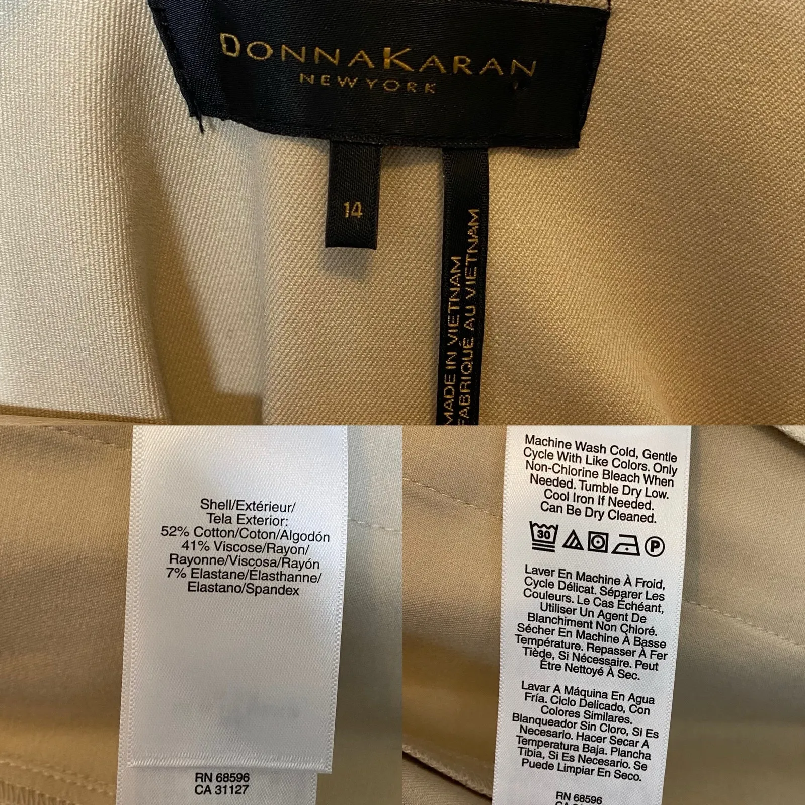 Donna Karan Patch Flap Pocket Jacket size 14 Beige‎ Khaki - Image 7