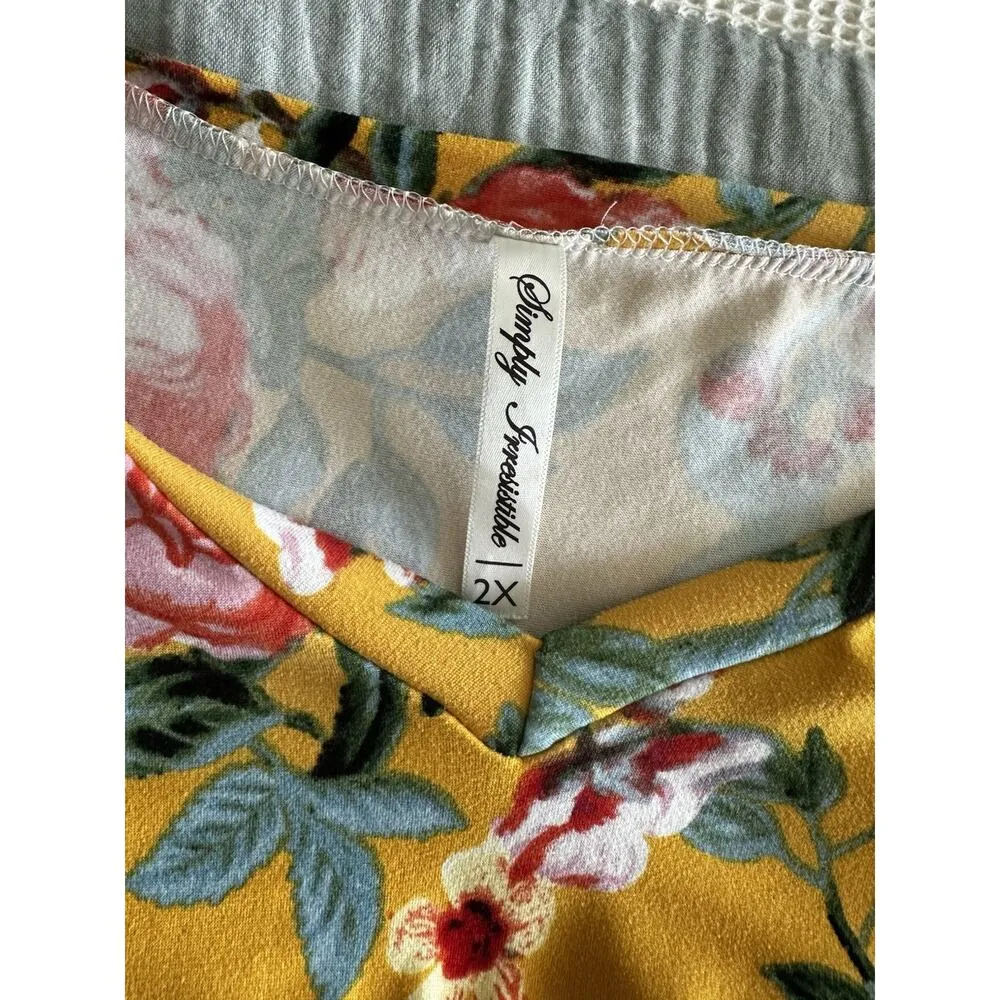 Simply Irresistible Women's Plus Bright Yellow Floral V - Image 4