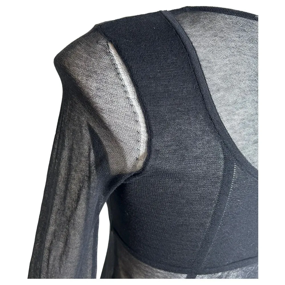 Gauge81 Feriz Womens Black Sheer Round Neck Long Sleeve Bodysuit Small ($355) - Image 9