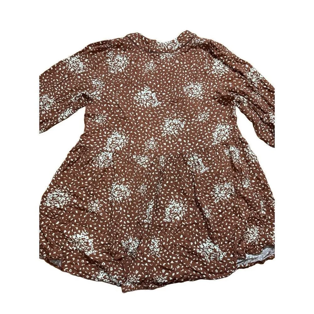 Knox Rose Floral Boho Western Dress Rust Brown Cream Sz XL - Image 4