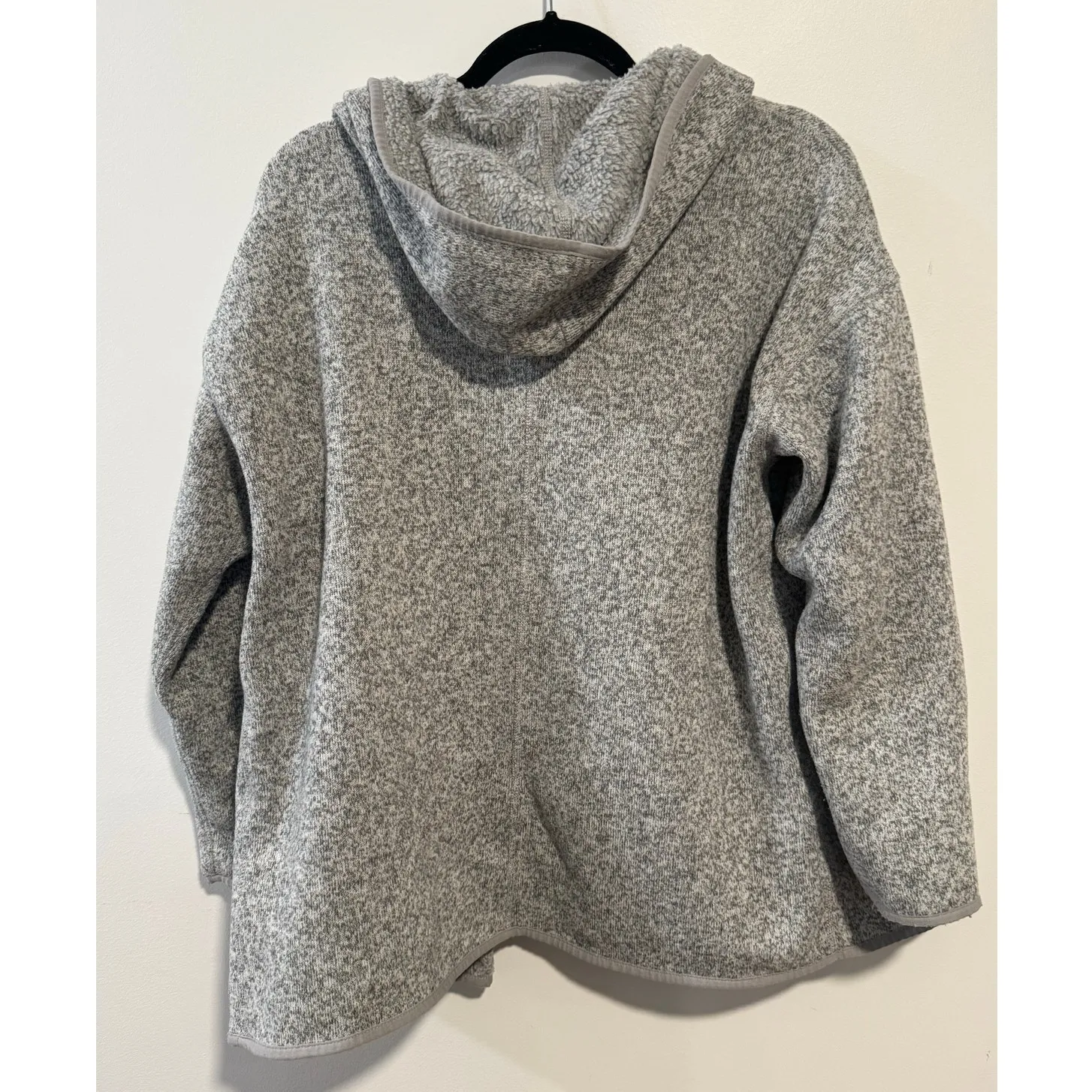 The North Face Womens Medium Gray Sherpa Fleece Hooded Jacket Cozy Snap Front - Image 2