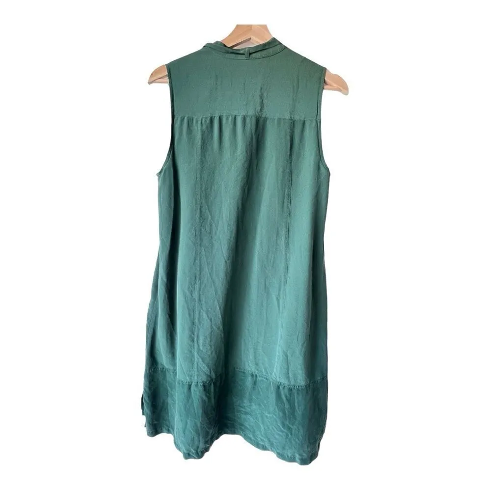 Women's dress 100% Silk madewell green front button pockets belt light color S. - Image 12