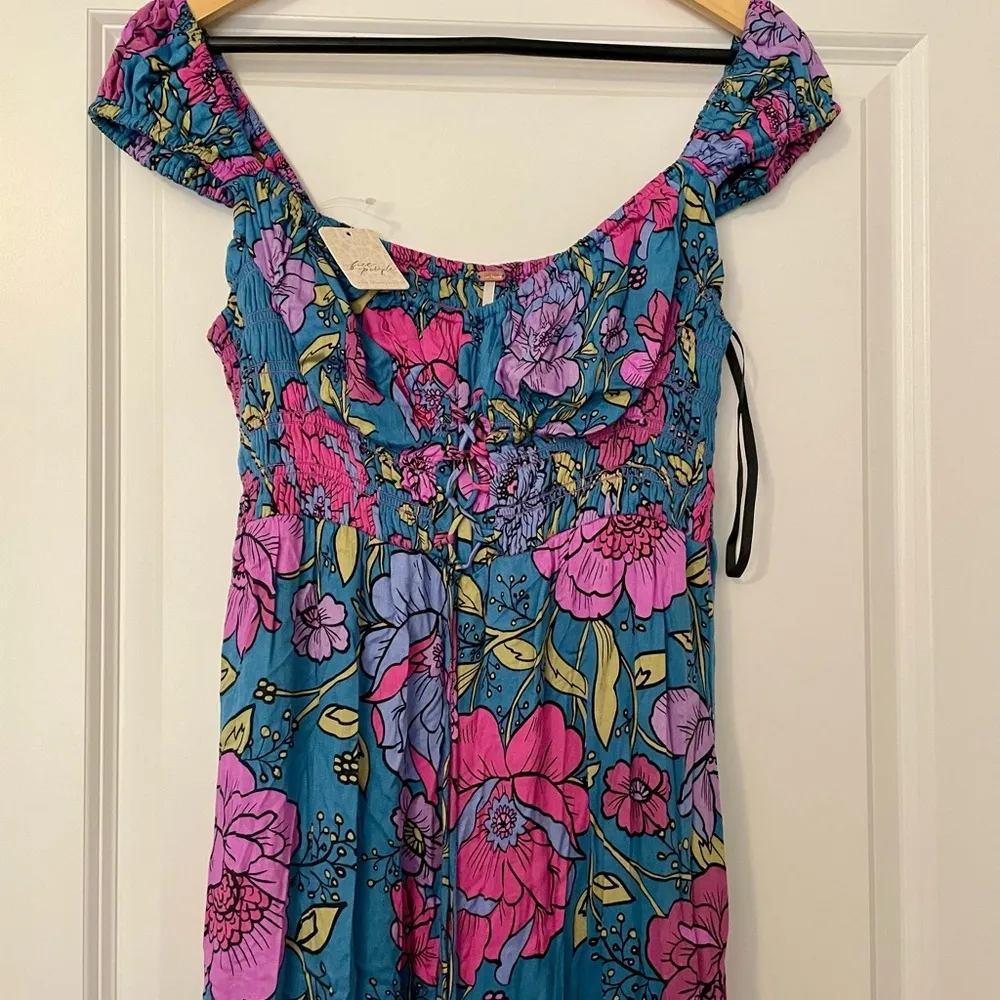 NWT Free People Rolling Hills Jumpsuit in Bluebell Floral Combo - Image 3