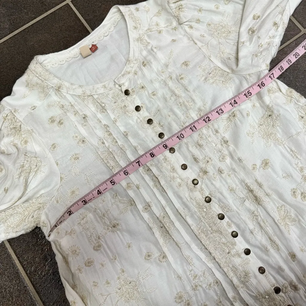 Pilcro Anthropologie Jolie Pintucked Blouse Long Sleeve Top Shirt Medium - Image 13