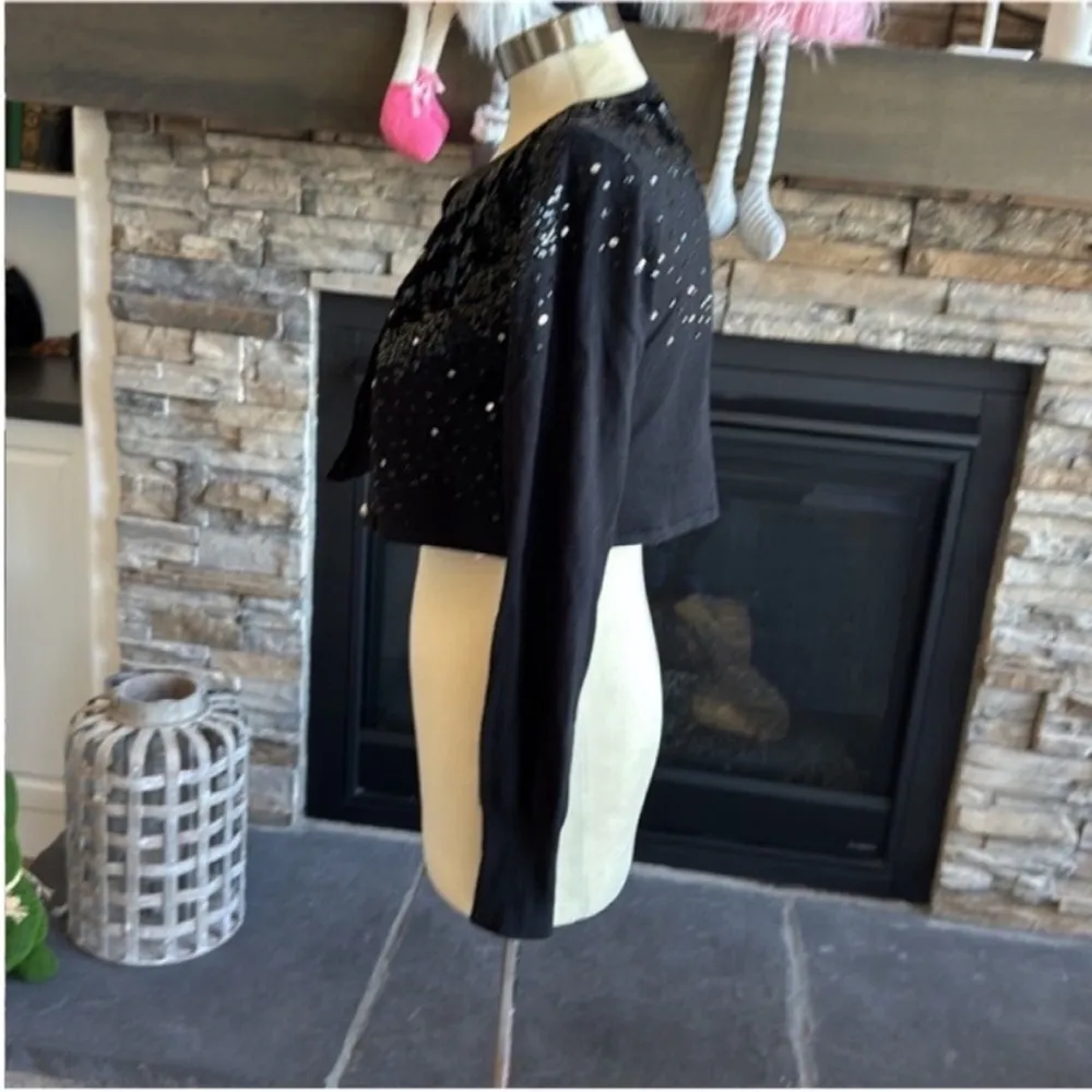 Tommy Hilfiger  Black Cropped Sequin Jacket - Image 12