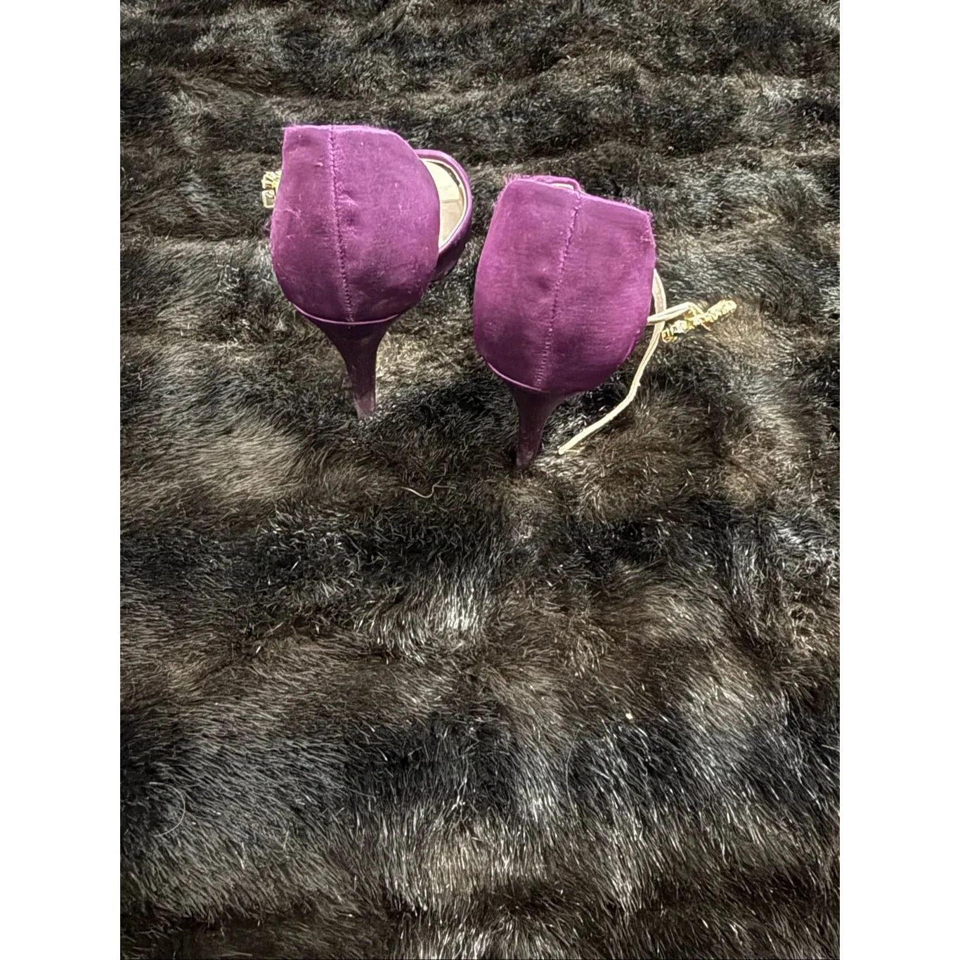 Purple Satin Heels by Caparros "VICE" shoes faux jewels 6.5 B 6.5b - Image 4