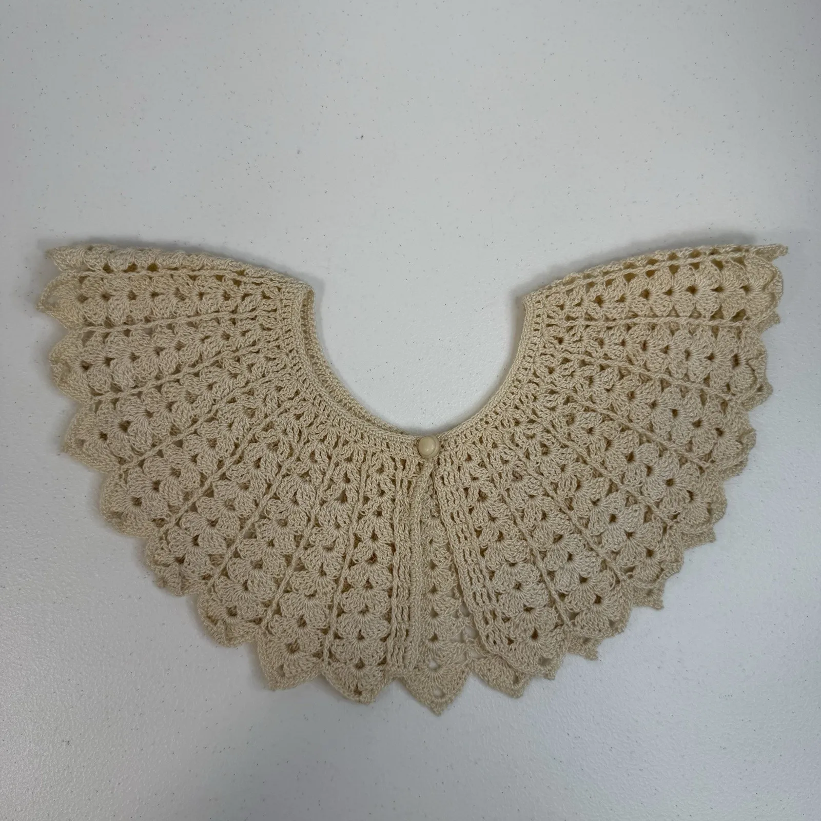 Antique Vintage Crochet Lace Collar Victorian Beige Edwardian Boho Stunning - Image 3