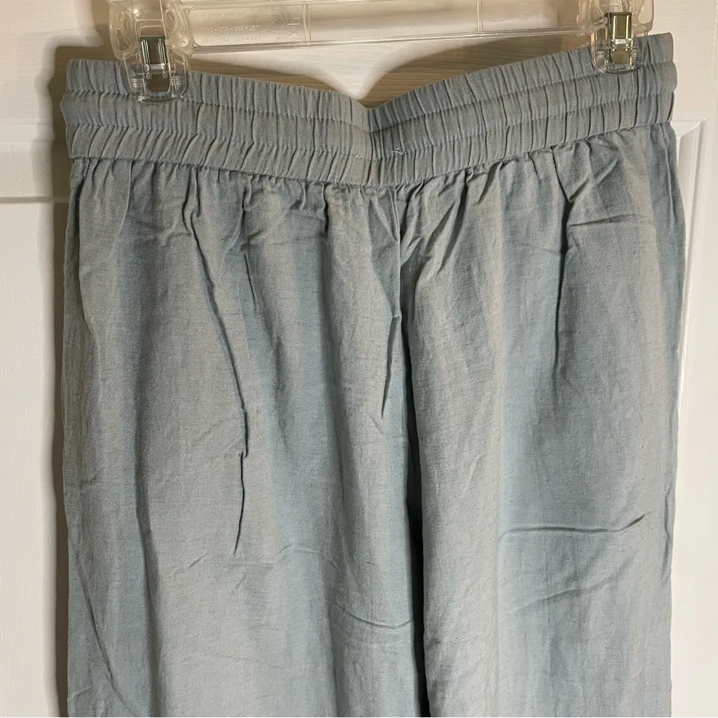 Heyson Sage Green Wide Leg Pants with Elastic Waist Size Medium hemp material - Image 7