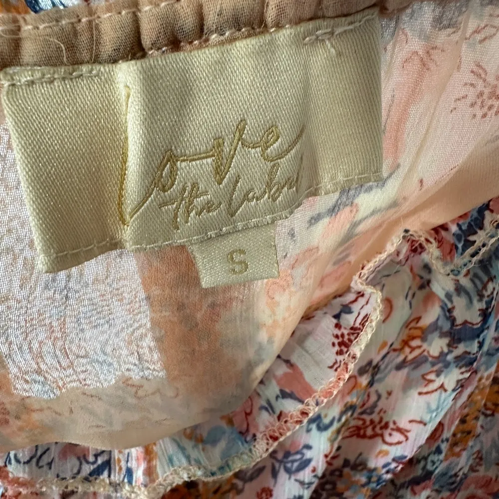 Love The Label by Anthropologie Waterlily Floral Prairie Midi Dress Ruffle Small - Image 4