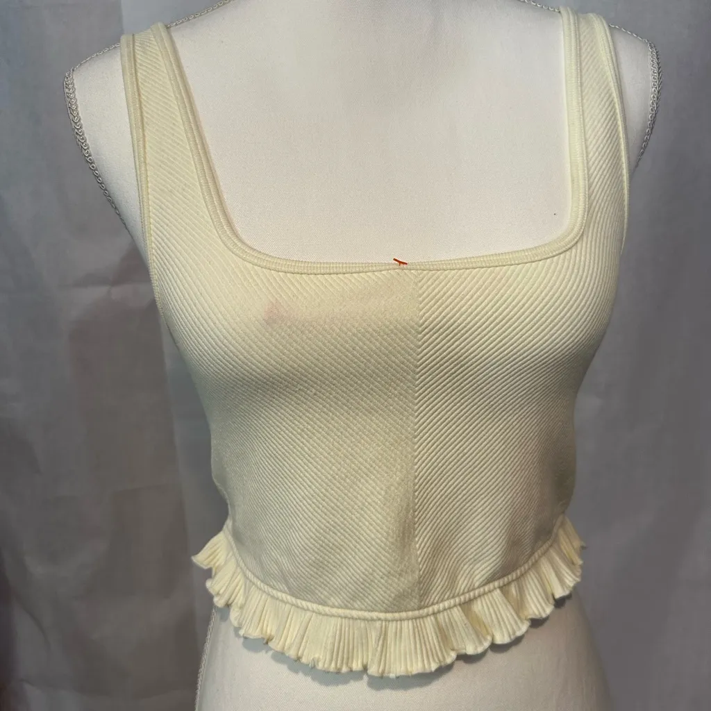 Zara Cream Ruffled Crop Top - Image 3