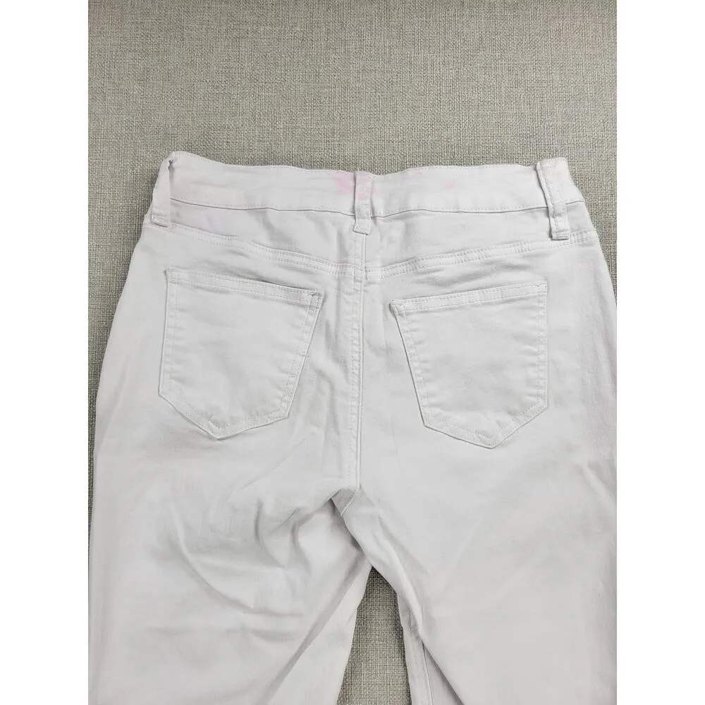 Hydraulic Women's Jeans 4 White Nolita Curvy Crop Straight Citrus Embroidered - Image 7