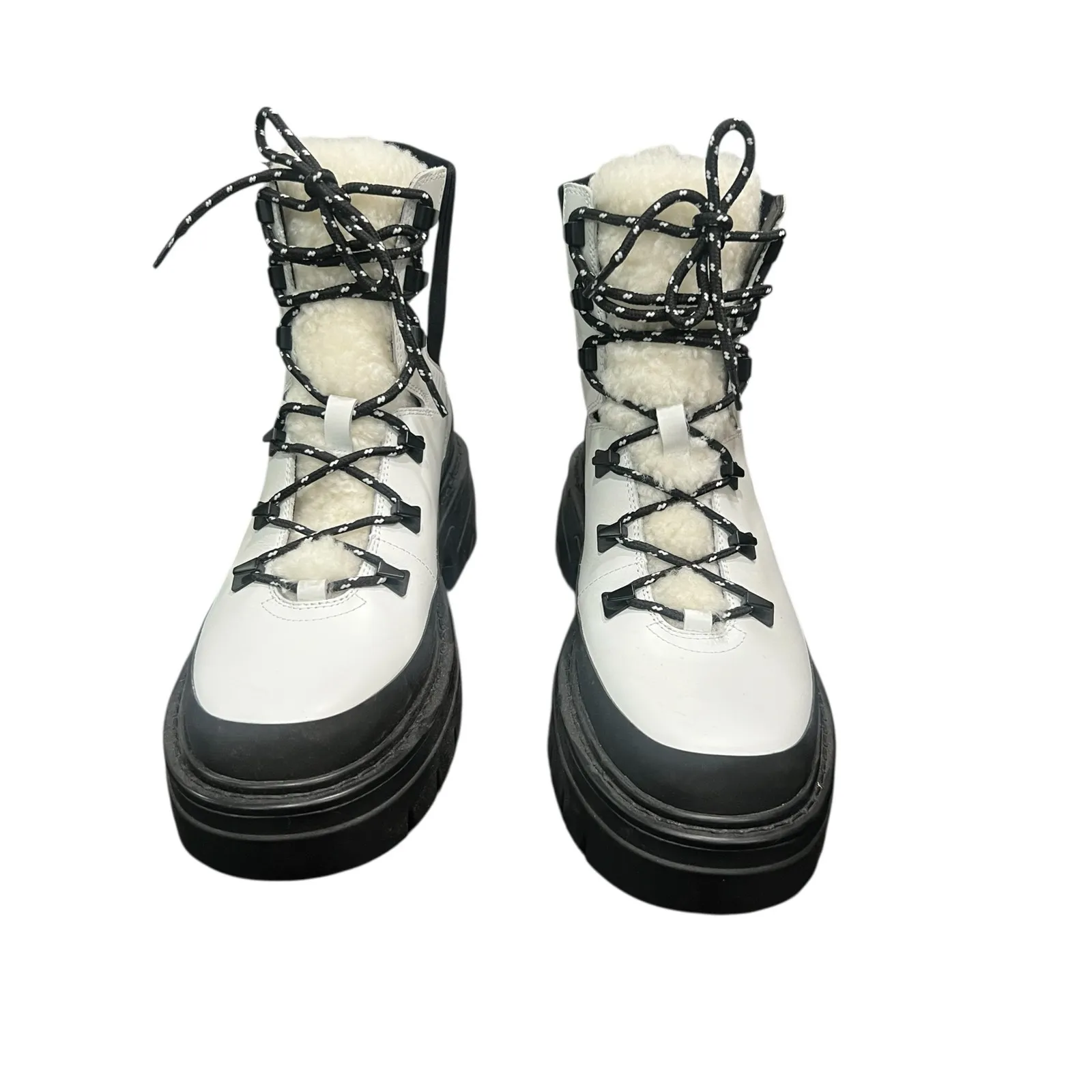 New! Marc Fisher Izuma Lugsole Boots in White/Black - Size 7.5 (MSRP $259) - Image 6