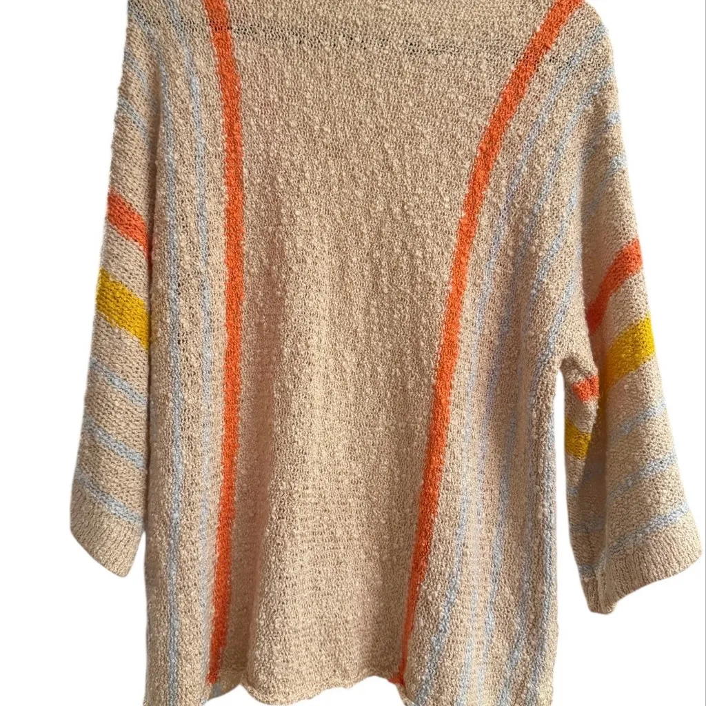 Dokotoo Striped Multicolor Women's Knit 3/4 Sleeve Sweater Orange Size M - Image 3