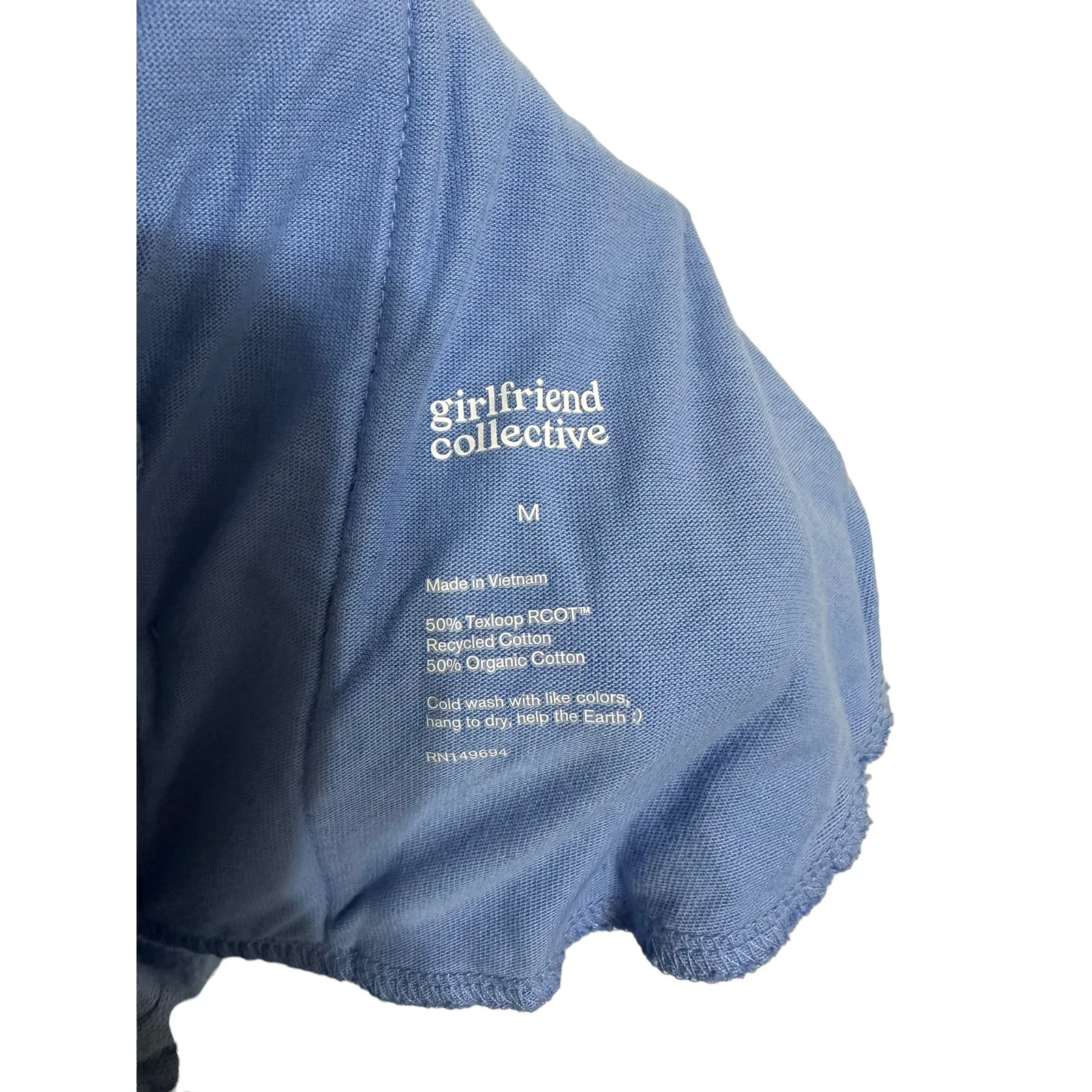 Girlfriend Collective cropped 50/50 wide leg sweatpant sky blue size Medium - Image 3