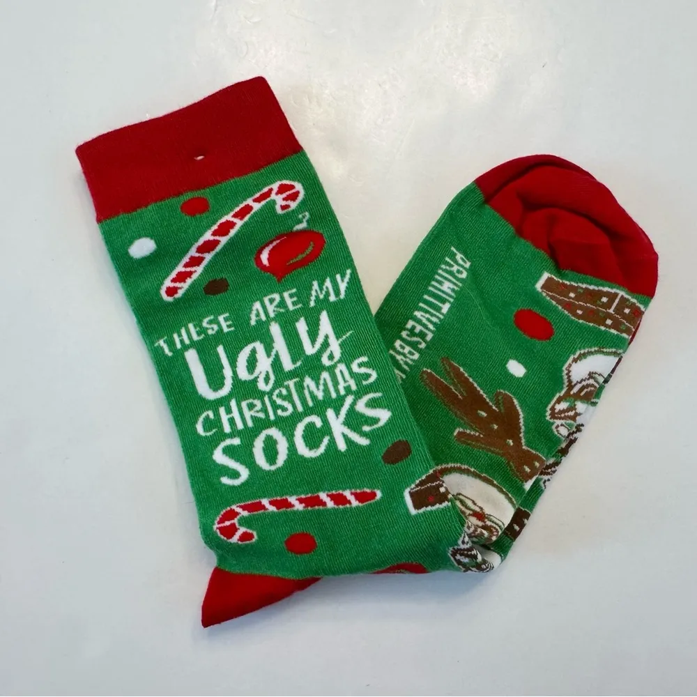 Primitives by Kathy These Are My Ugly Christmas Socks Holiday Red Green NWOT New - Image 2