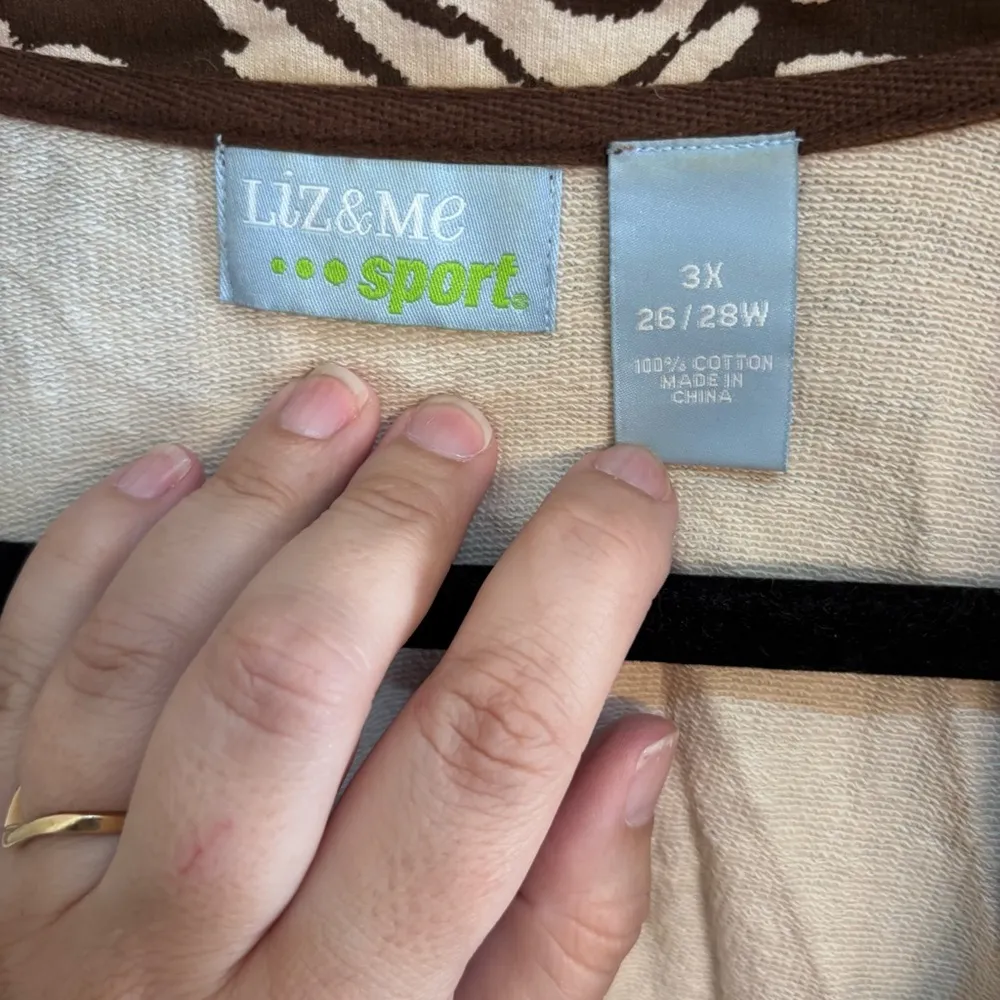 Liz & Me Sport womens animal print zebra snap front lightweight jacket brown 3X - Image 4