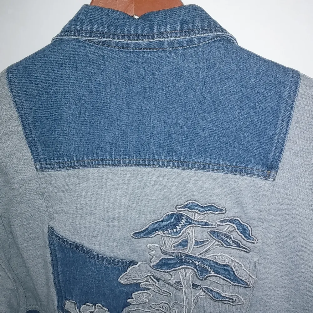 Together! M Y2K Missy Vintage Denim Bomber Jacket Blue Size M - Image 8