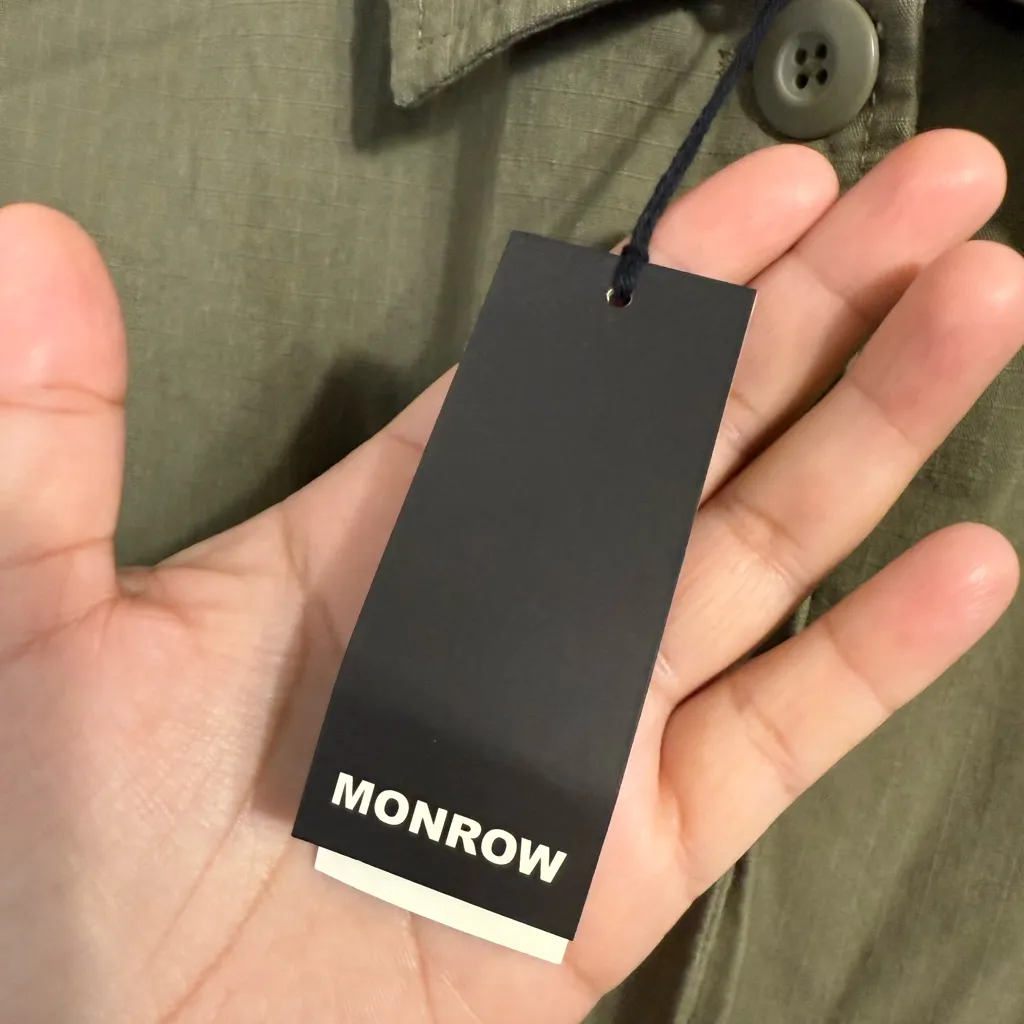 Monrow Vintage Cotton Shirt Jacket in Army Green M Size M - Image 8