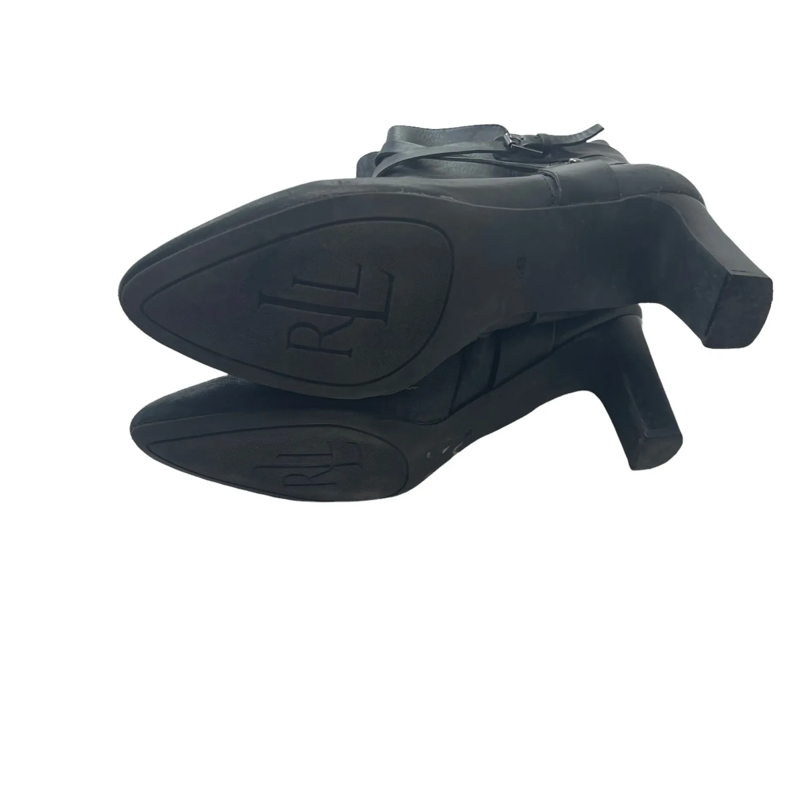 Lauren Ralph‎ Lauren Size 7.5 Black Nadia Leather Old Money 3 IN Bootie Heels - Image 10