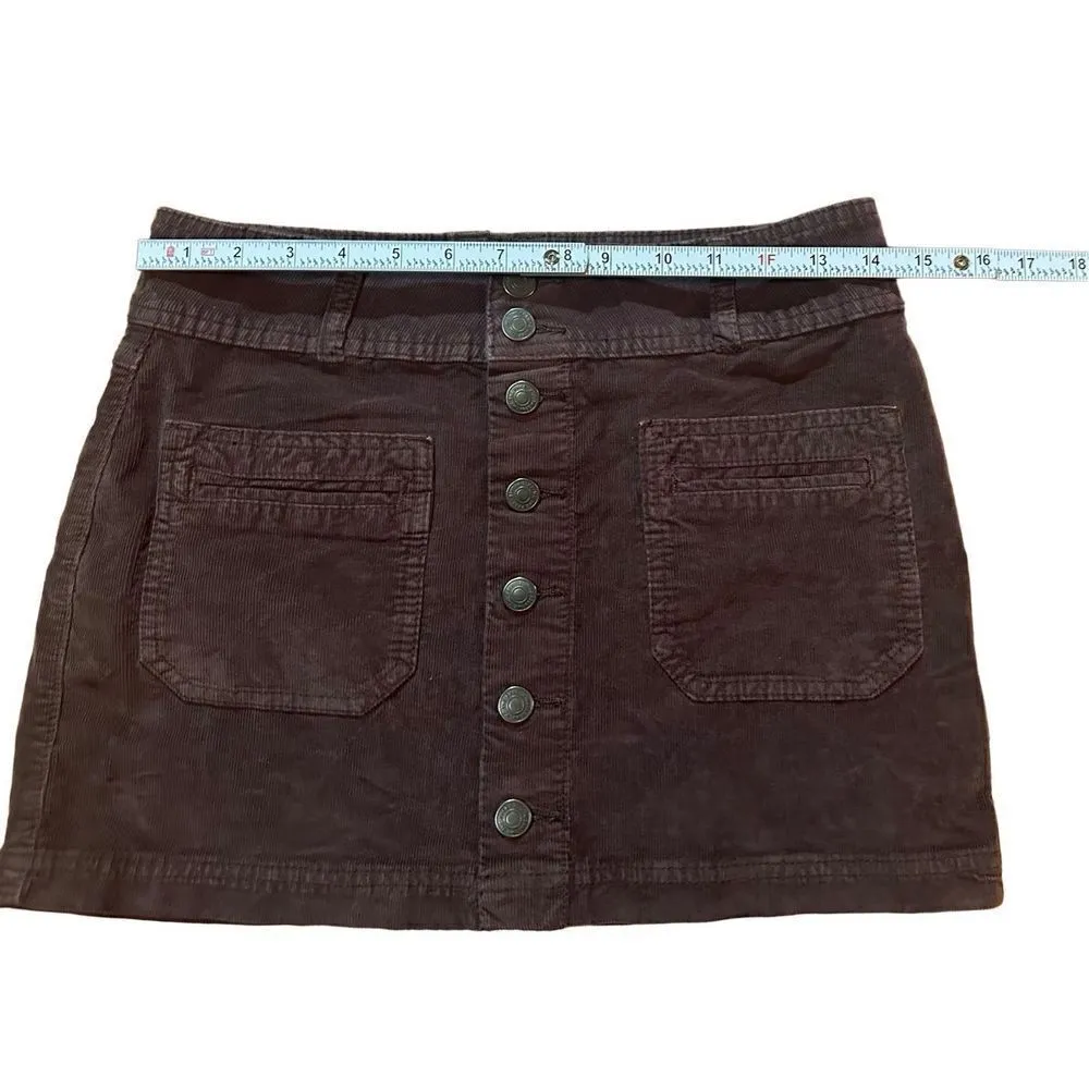 Free People Joanie Cord Brown Patch Pocket Corduroy Skirt Sz 27 - Image 8