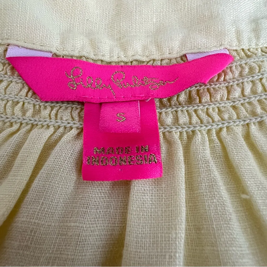 Lilly Pulitzer Womens Linen Peasant Top Size S Resort Preppy Beach Country Club - Image 9