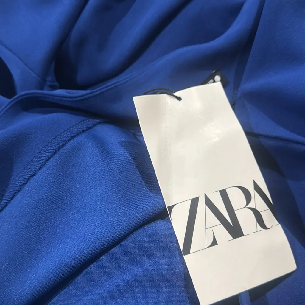 NWT ZARA Vibrant Blue Long Sleeve V Neck Maxi Dress Small Bloggers Fave - Image 9