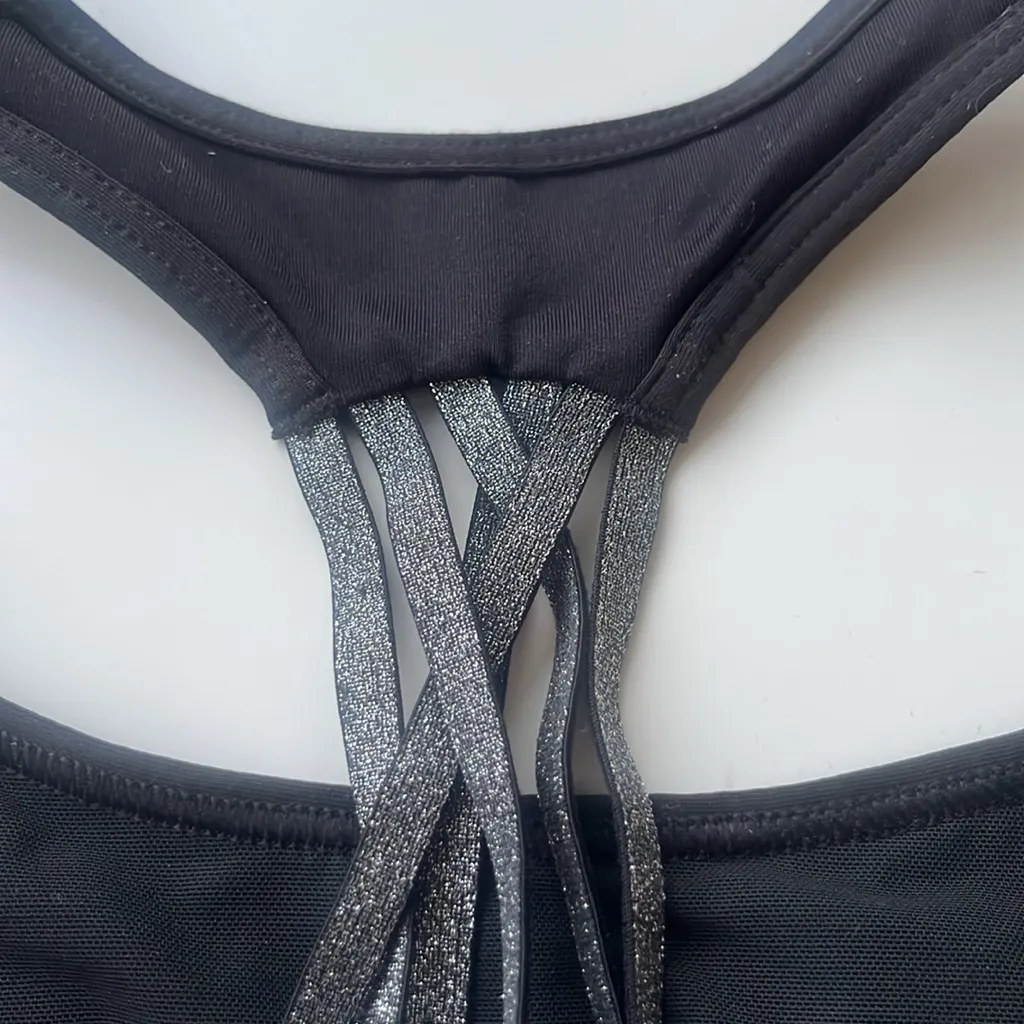 Victoria's Secret Sport The Player Racerback Sports Bra Black Silver Women's XS - Image 4