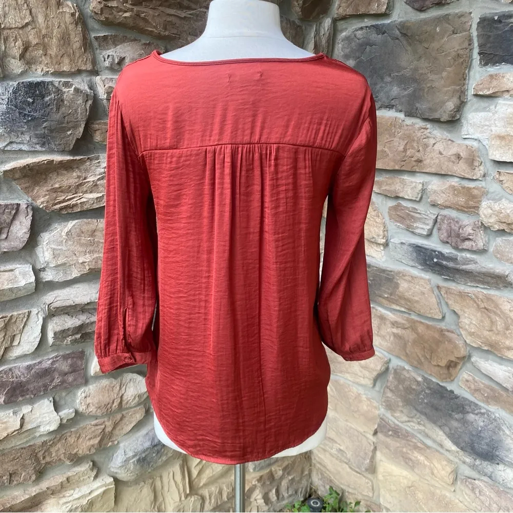 GAP Factory Tierra Red 3/4 Sleeve Blouse Size XS - Image 8