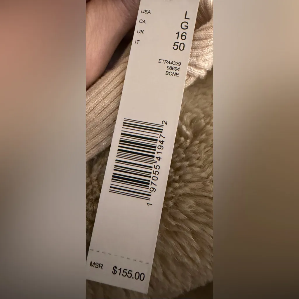 Elie Tahari Soraya Sweetheart Rib-Knit Sweater NWT Ivory Cream Sz L - Image 3