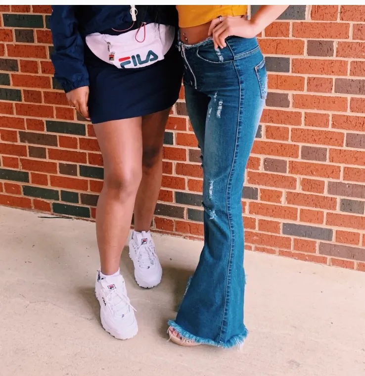 Distressed Flare Jeans Blue Size 25 - Image 2