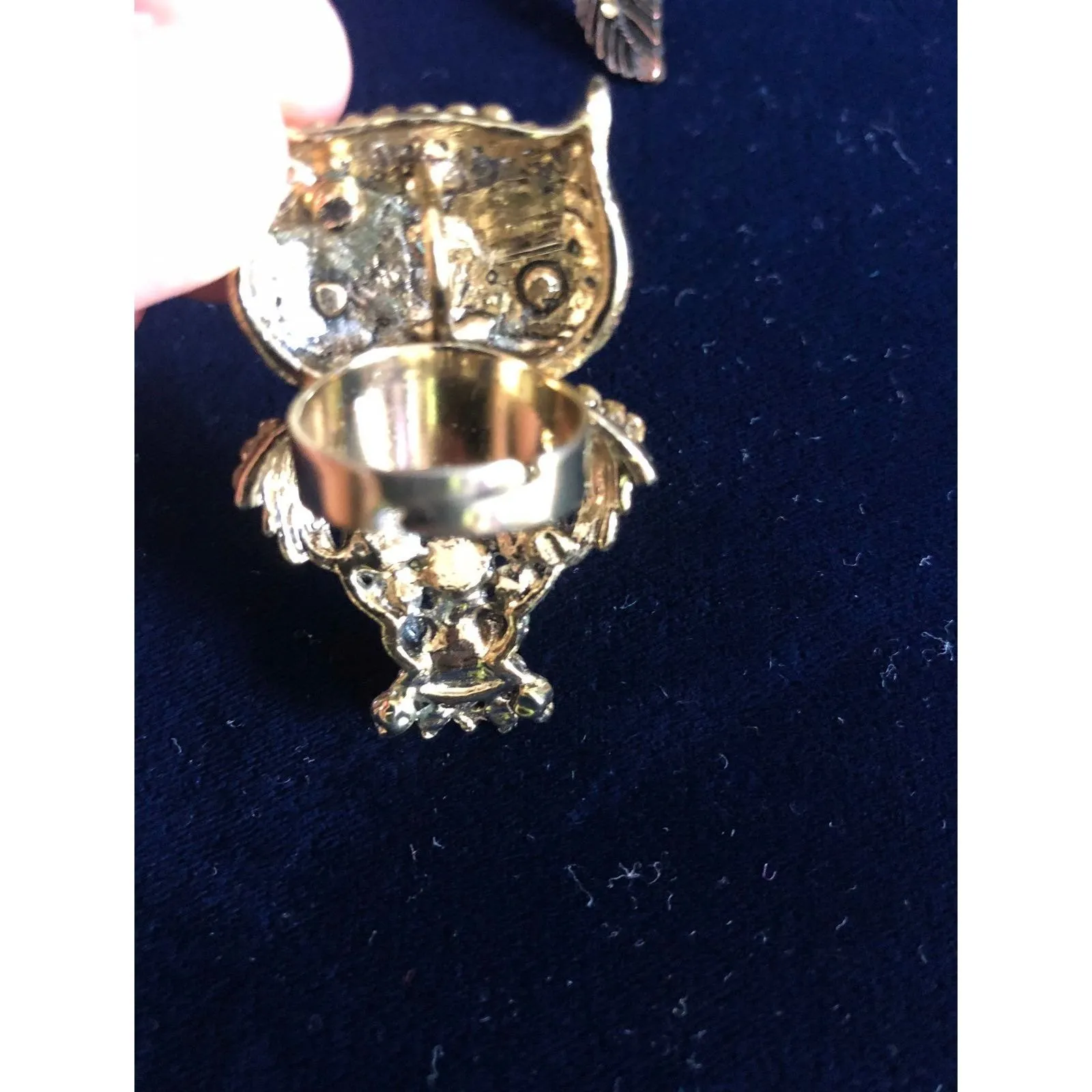 388. Owl & feather rings bundle gold tone Purple - Image 4