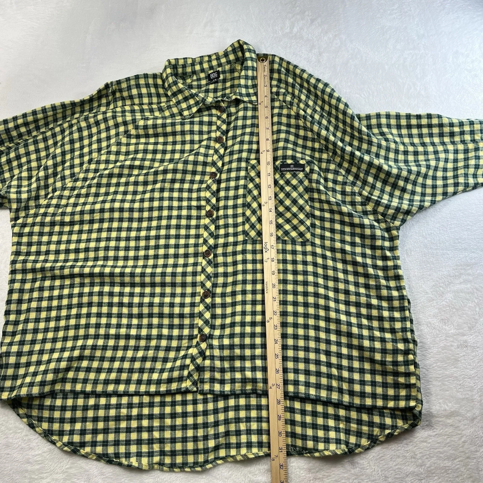 BDG UO L Large Brendan Flannel Shirt Drapey Plaid Oversized Slouchy Grunge Soft - Image 13