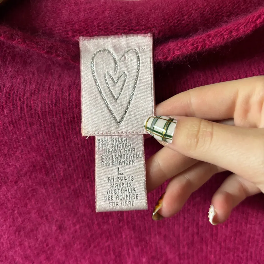 Rabbit Hair/Lambs Wool Blend Turtleneck Sweater Pink - Image 3