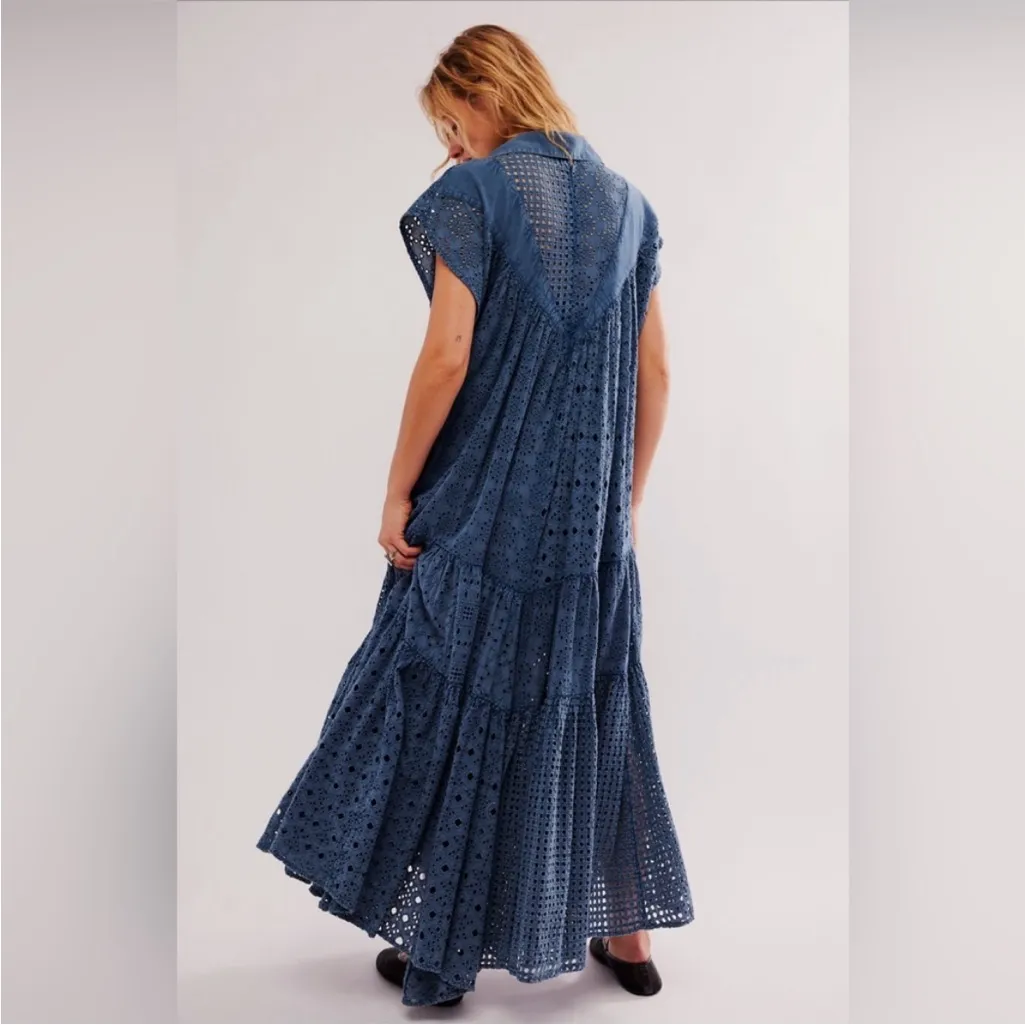 Free People Marieanne Eyelet Maxi Dress in Legion Blue size
Medium M - Image 7