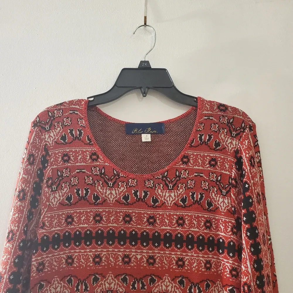 🔥SALE🔥Blue Rain Red Black Tribal Print Sweater Dress S - Image 4