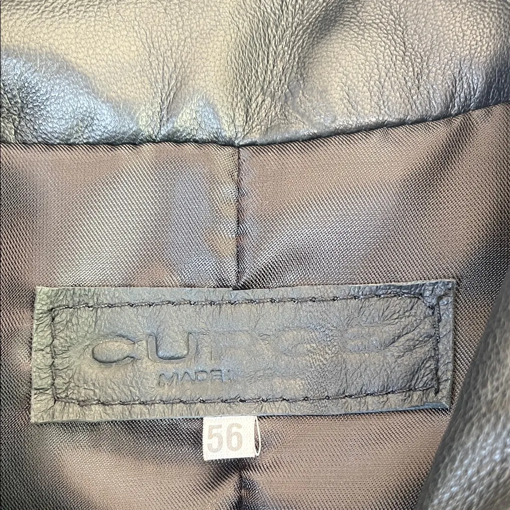 Italian Black Leather Zip Up Jacket Made by CURGÈ Woman size XL‎ or EU 56 NWT - Image 4