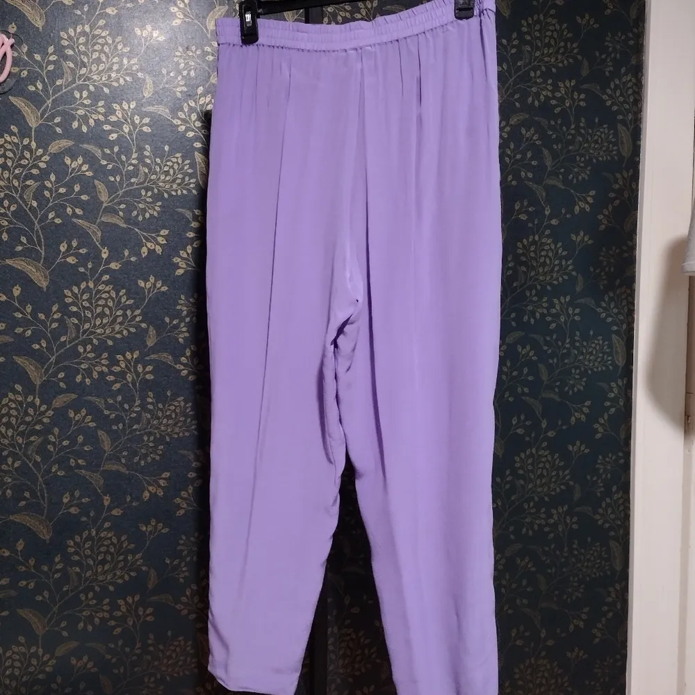 Diane Gilman Lavender Purple Silk Pants - Image 2